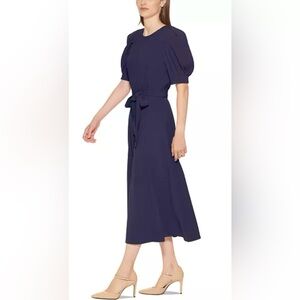 Calvin Klein Puff Sleeves Midi Dress Size 8